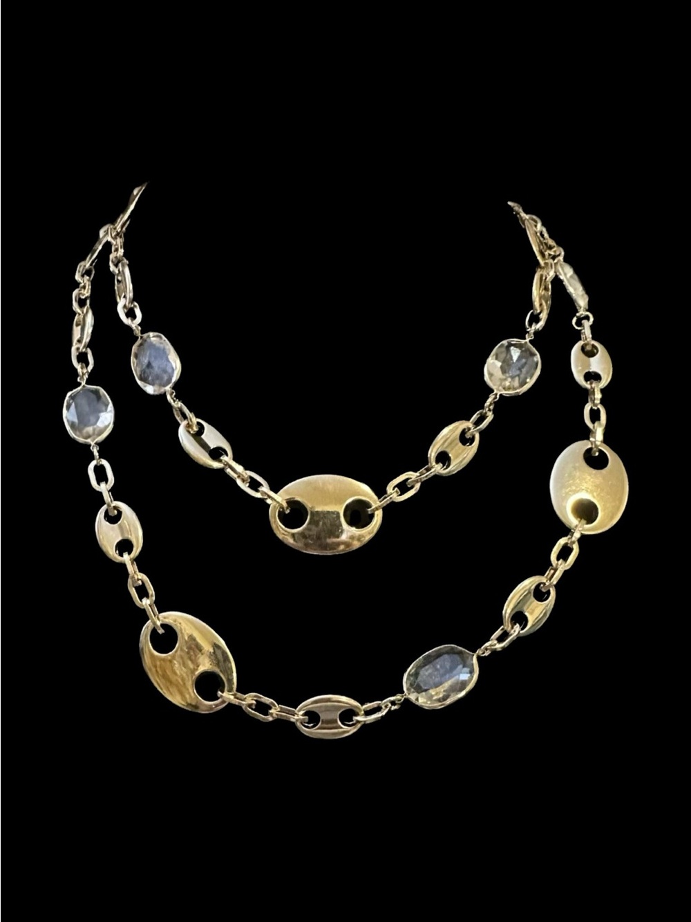 R.J. Graziano Gold-Tone Linked Necklace with Clear Stones